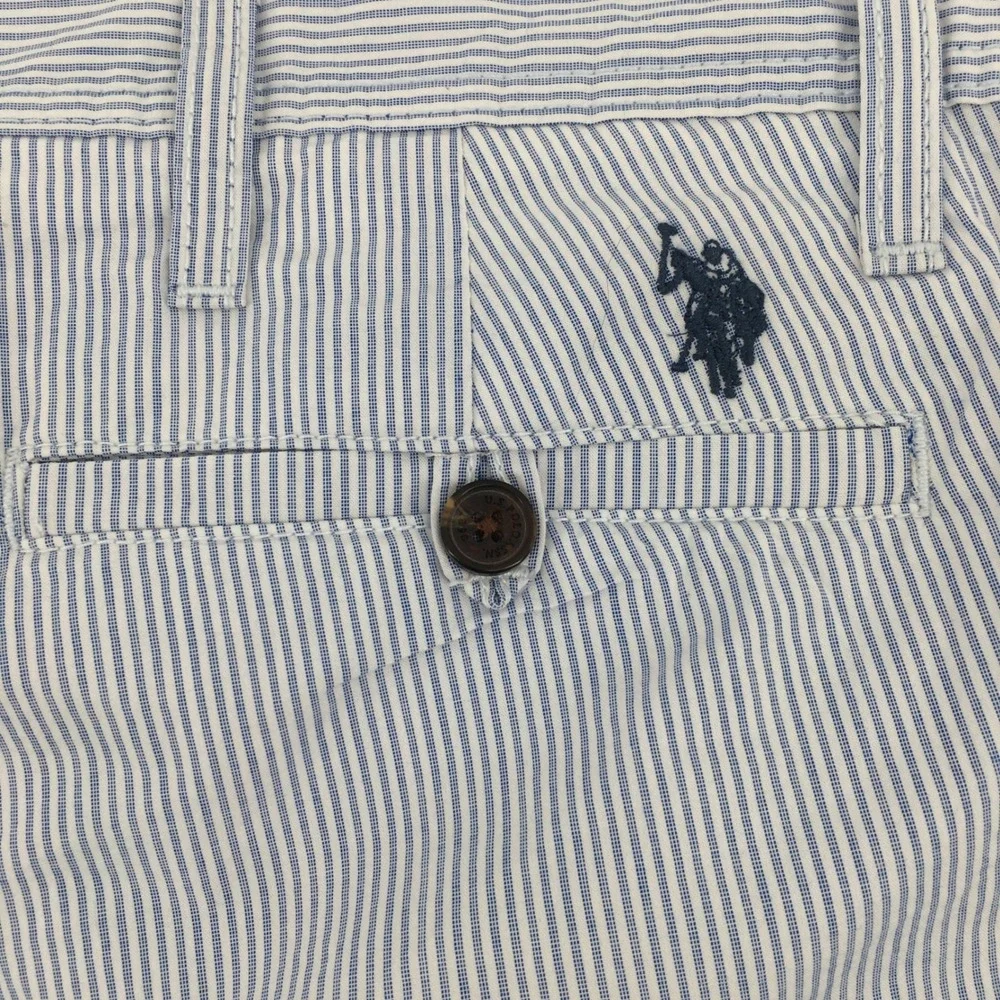 U.S. Polo Assn. Shorts Mens 42 Blue White Striped Seersucker Cotton 111024522GD
